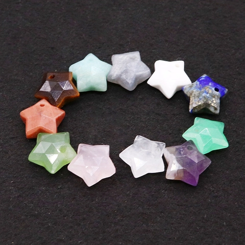 Natural Stone Pentagram Faceted Pendant Star Shape Gemstone Charm For DIY Necklace Earring Jewelry Making Women Accessory