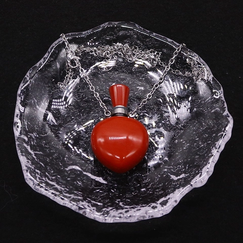 Natural Stone Heart Shape Perfume Bottle Pendant Necklace Essential Oil Diffuser Stainless Steel Chain For Women Jewelry