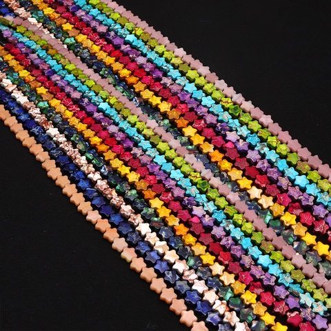 Natural Stone Five-petal Flower Shape Imperial Jasper Loose Beads Polished Star Flat Beads For DIY Jewelry Making Accessory