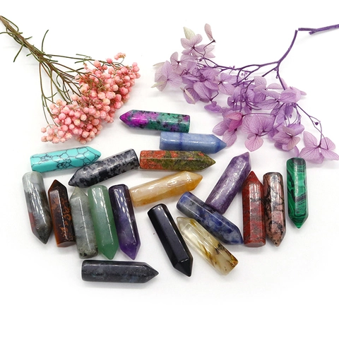 Naturstein Sechskant Einzelspitze Kristall Säule Reiki Heilstein Für DIY Schmuckherstellung Anhänger Handwerk Gemischte Steinpunkte