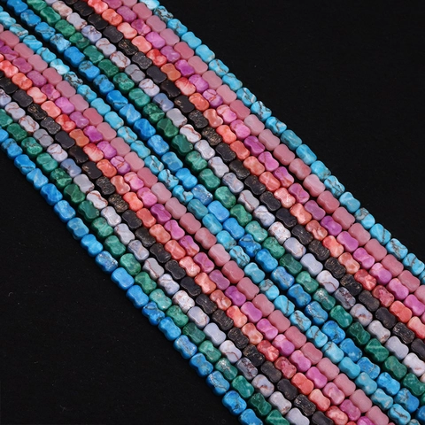 Natural Stone Bone Shape Synthetic Turquoise Loose Beads Bowtie Imperial Stone Flat Beads DIY Jewelry Making Accessories
