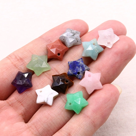 Natural Stone Pentagram Faceted Pendant Star Shape Gemstone Charm For DIY Necklace Earring Jewelry Making Women Accessory