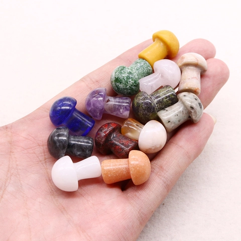 Natural Stone Mushroom Shape Loose Beads Mini Polished Healing Crystal Gemstone For DIY Jewelry Making Bonsai Ornament Decor
