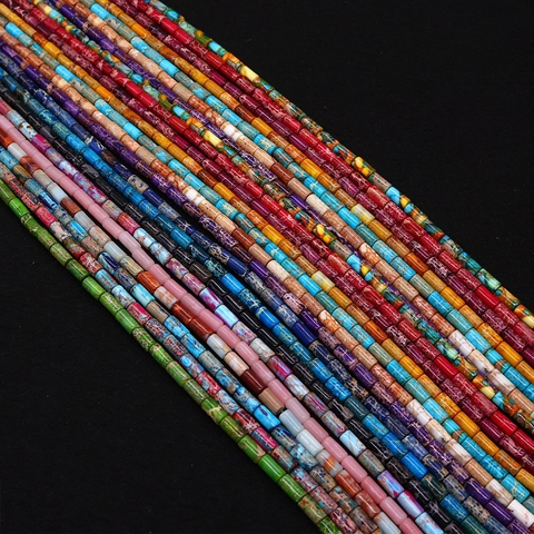 Natural Stone Cylinder Beads 4x8mm Imperial Jasper Loose Beads For DIY Jewelry Making Necklaces Bracelets Accessories