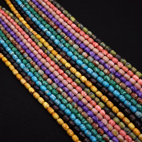 Natural Stone Barrel Drum Beads Imperial Stone Turquoise Style Loose Beads For DIY Bracelet Necklace Jewelry Making Accessory