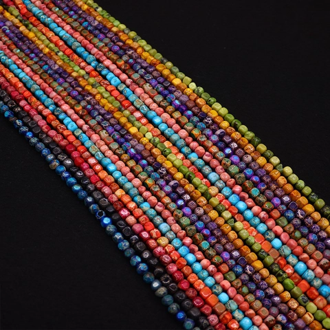 Natural Imperial Jasper Stone Square Beads 5x5mm Irregular Cube Loose Beads For DIY Bracelet Necklace Jewelry Making