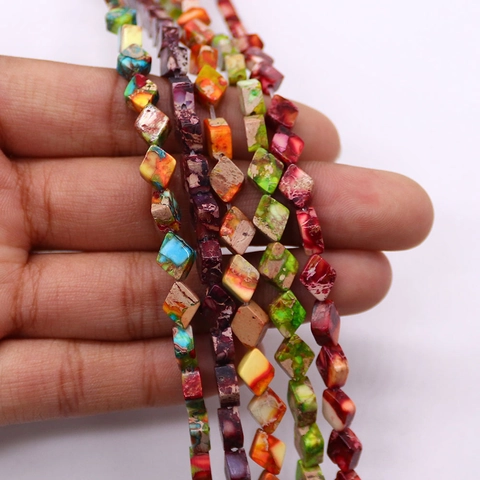 Perline Sciolte in Pietra Imperiale Rombo per Gioielli Fai da Te Pietra Naturale Forma Diamante Piatto Distanziali Bracciale Collana