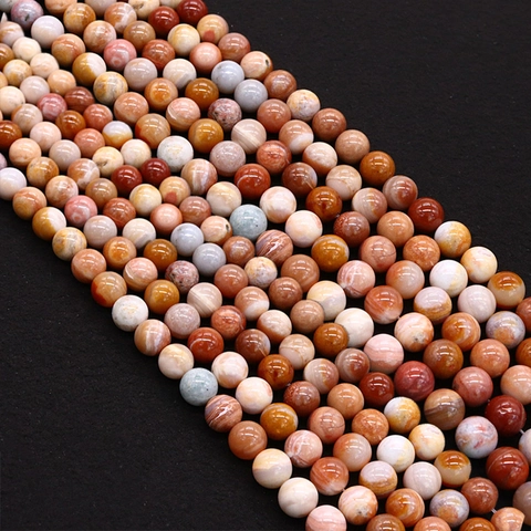 Natural Stone Petrified Wood Round Beads For DIY Jewelry Making Strands Polished Gemstone Loose Beads For Necklace Bracelet Crafting Accessories