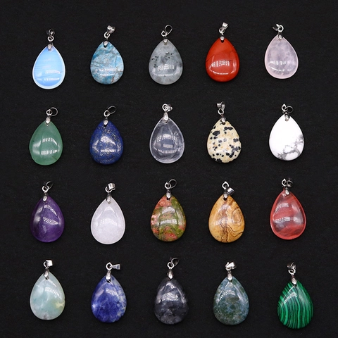 Natural Stone Teardrop Pendant Polished Healing Crystal Charms For DIY Necklace Making Handmade Jewelry Accessories Women Men Gift