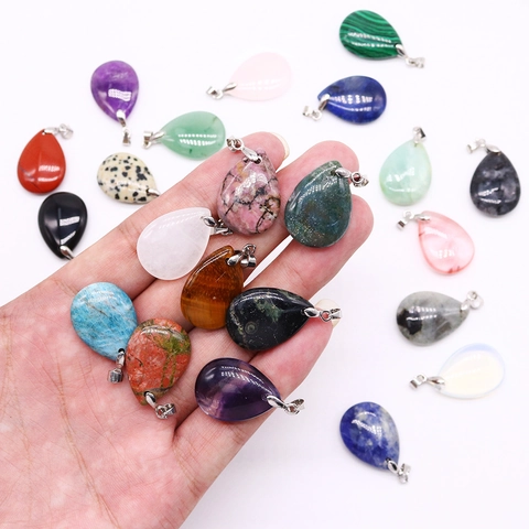 Natural Stone Teardrop Pendant Polished Healing Crystal Charms For DIY Necklace Making Handmade Jewelry Accessories Women Men Gift