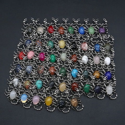 Scorpion Shaped Natural Stone Pendant For DIY Jewelry Making Vintage Electroplated Copper Inlaid Agate Opal Turquoise Animal Charm Necklace Accessories