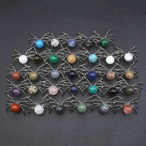 Vintage Naturstein Spinnenform Anhänger Für DIY Schmuckherstellung Antik Versilbert Tier Anhänger Halskette Zubehör