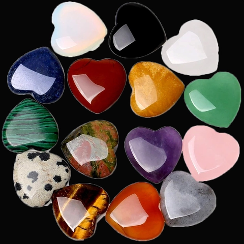 Perles en Pierre Naturelle Polies en Forme de Coeur Cabochons de Pierres Précieuses Non Percées pour Création de Bijoux DIY Décoration Cristaux