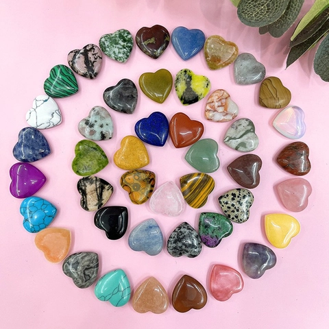 Heart Shape Natural Stone Crystal Agate Polished Loose Beads For DIY Jewelry Making Accessories Healing Stone Decor
