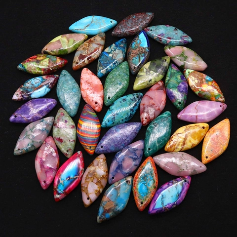 Natural Marquise Imperial Stone Pendants Synthetic Turquoise Stone Charms For DIY Necklace Bracelet Earring Making Jewelry Findings