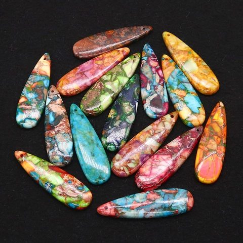 Imperial Jasper Teardrop Pendant Synthetic Turquoise Multi Color Stone Charms For DIY Necklace Jewelry Making Accessories