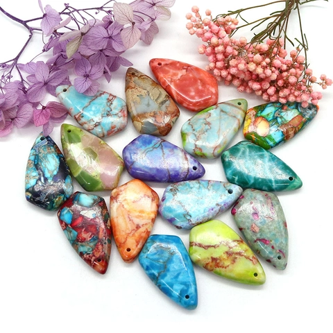 Natural Imperial Jasper Teardrop Pendant Synthetic Turquoise Water Drop Charms For DIY Jewelry Making Necklaces Earrings Accessories