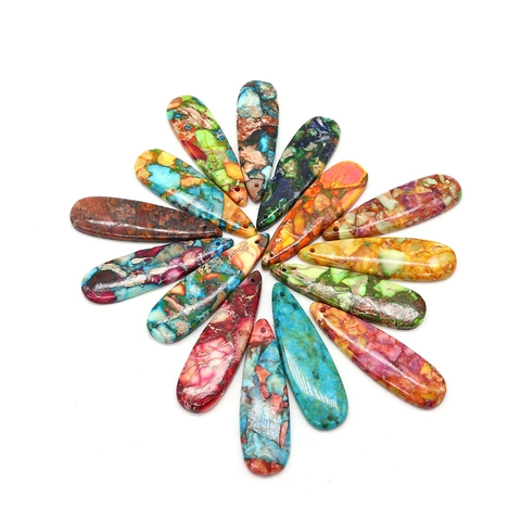 Imperial Jasper Teardrop Pendant Synthetic Turquoise Multi Color Stone Charms For DIY Necklace Jewelry Making Accessories