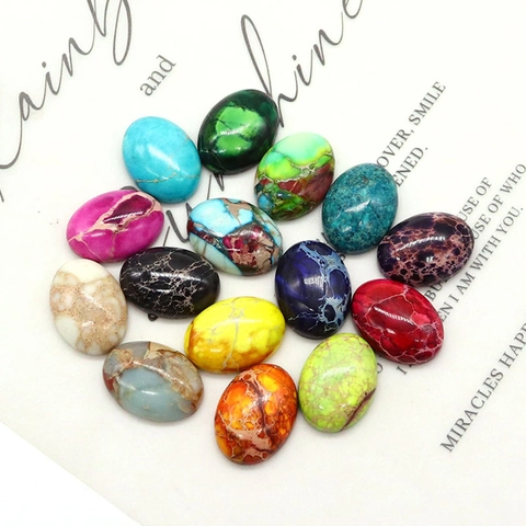 Piedra Natural Piedra Imperial Turquesa Sintética Cabujón Ovalado Cuentas Sin Agujero Para Hacer Joyas DIY Accesorios Pulidos