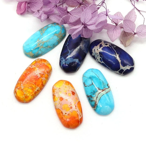 Cuentas Cabochon Ovaladas de Jaspe Imperial Natural Piedra Pulida Textura de Red Cuentas Sueltas para Accesorios de Creación de Joyas DIY