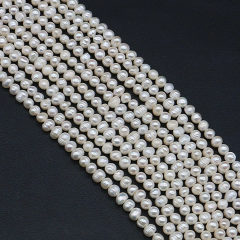 Natural Freshwater Pearl Beads White Near Round Cultured Pearl Strand For DIY Jewelry Making Necklace Accessories For Women