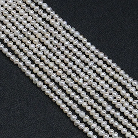 Natural Freshwater Pearl Beads Cultured Near Round String For Jewelry Making DIY Necklace Bracelet White Pearl Accessories