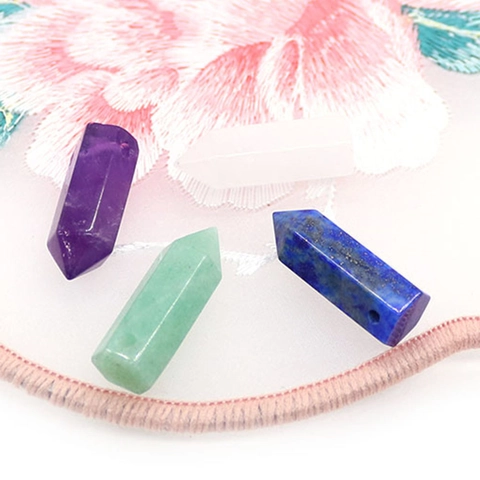 Naturstein Hexagonal Prisma Anhänger Quarz Lapis Amethyst Aventurin DIY Schmuckherstellung Punkt Charm Für Halskette Schmuck