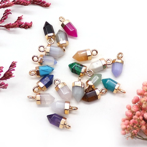 Zeshoekige Kolom Natuursteen Kristal Punthanger Voor DIY Ketting Sieraden Maken Genezende Steen Accessoires