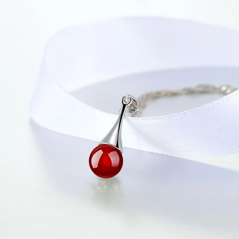 Fashion Minimalist Teardrop Water Drop Pendant Only Artificial Agate Stone Charm White Gold Plated Copper Jewelry Accessory For Women