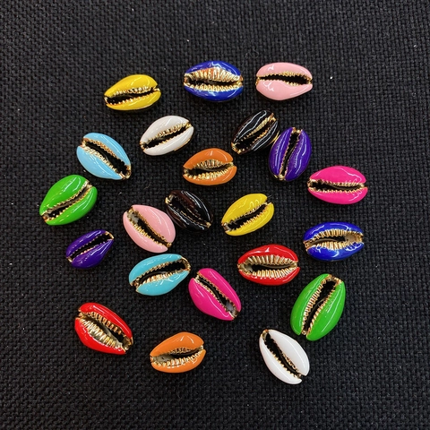 Natural Cowrie Shell Beads With Gold Plated Edge Enamel Sea Shell Loose Beads For DIY Bracelet Necklace Jewelry Making Findings