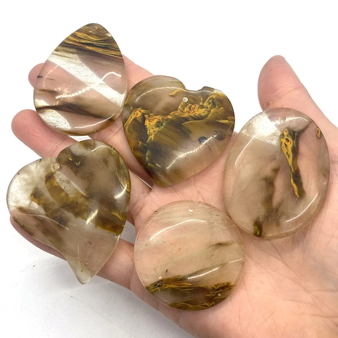Pendentifs en Agate Naturelle Formes Mixtes Cœur Larme Rond Ovale Poli Accessoires pour la Fabrication de Bijoux DIY