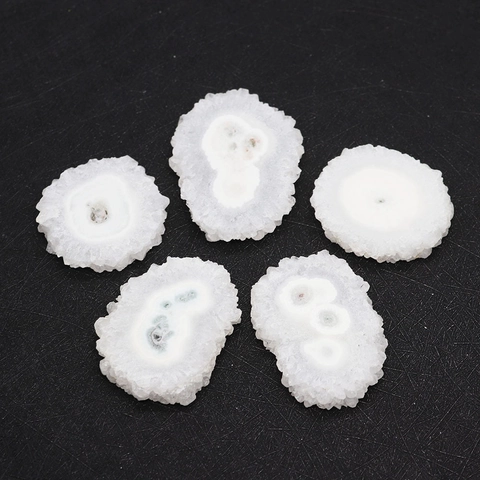 Natural White Crystal Solar Quartz Raw Stone Slices Irregular Polished Druzy Beads For DIY Jewelry Making Pendants