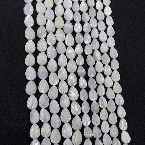 Natuurlijke Witte Parelmoer Schelp Gesneden Blad Kralen Voor Sieraden Maken DIY Handwerk Losse Strang Voor Armband Ketting