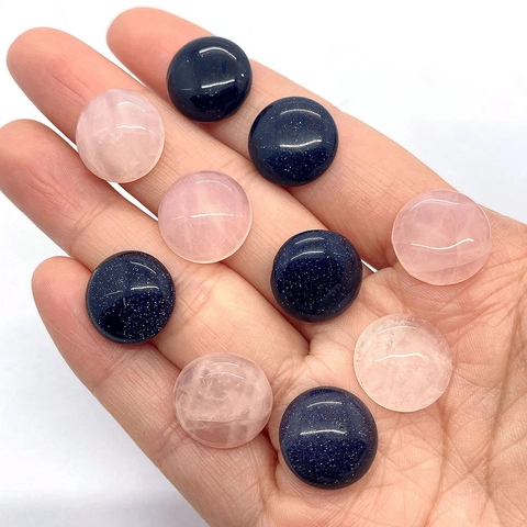 Natural Stone Round Cabochon Beads Rose Quartz Black Agate Polished Loose Beads For DIY Jewelry Making Accessories Handcrafted