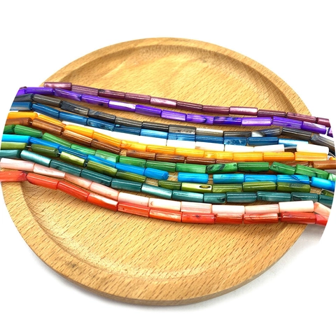 Perline di Conchiglia Naturale d'Acqua Dolce a Forma di Cilindro Tubolare Perline Tinte per Fai da Te Collana Bracciale Gioielli