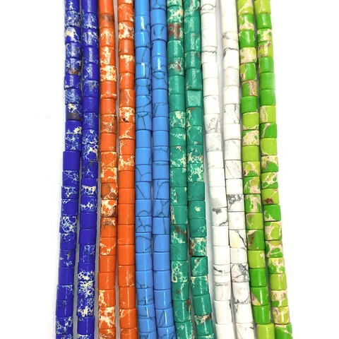 Cuentas de Piedra Natural Cilíndricas para Creación de Joyas DIY Hecho a Mano Turquesa Lapislázuli Jaspe Ágata Cuarzo Cuentas Espaciadoras de Columna