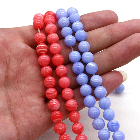 Natural Stone Round Loose Beads Red Rhodochrosite Purple Agate Polished Spacers Beads For DIY Necklace Bracelet Jewelry Making Supplies