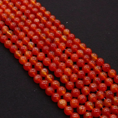 Polished Natural Red Agate Carnelian Round Loose Beads For Jewelry Making DIY Handmade Necklace Bracelet Accessories Gemstone Beads