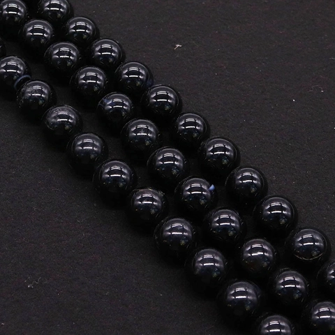 Natural Stone Black Agate Polished Round Beads For DIY Jewelry Making Smooth Loose Beads For Necklace Bracelet Making Accessories