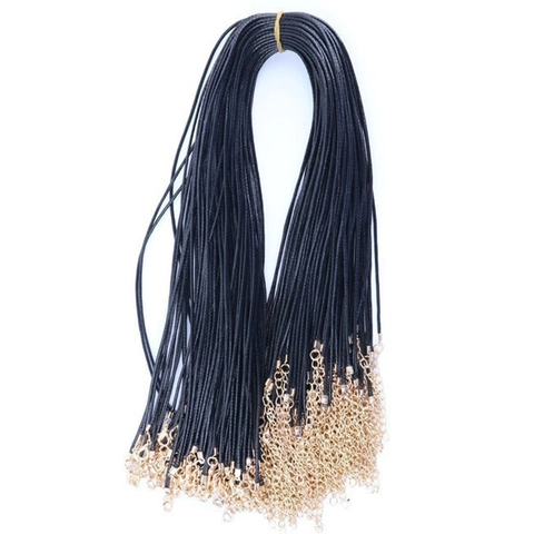 Cordón de Collar de Cuero PU Negro DIY Con Cierre de Langosta Oro Plata Cadena de Extensión Para Hallazgos de Joyería