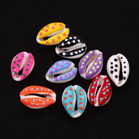 Natural Shell Beads Hand Painted Polka Dot Conch Cowrie Shell Loose Beads For DIY Necklace Bracelet Jewelry Making Supplies
