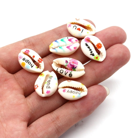Natural Printed Shell Beads Conch Shape Letter Pattern DIY Jewelry Making Accessories For Necklace Bracelet Handmade Findings