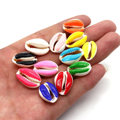 Natural Conch Shaped Cowrie Shell Beads Candy Color Drip Oil Polished Shell Charms For DIY Jewelry Making Accessories Ornament