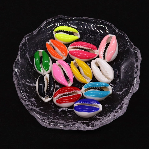 Cuentas de Concha Natural Cauri Pintadas de Esmalte Espaciadores de Caracola para Fabricación de Joyas DIY Collar Pulsera Accesorio de Playa de Verano