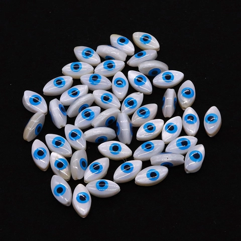 Natural Shell Evil Eye Horse Eye Shape Enamel Spindle Spacing Beads For DIY Jewelry Making Necklace Bracelet Accessory