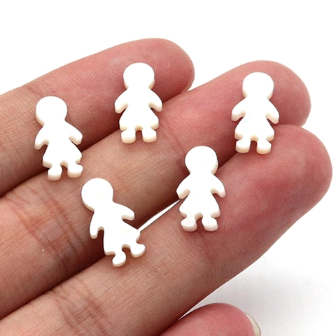 Natural White Mother Of Artificial Pearl Shell Figure Beads Small Doll Shape Horizontal Hole Loose Beads For DIY Jewelry Making
