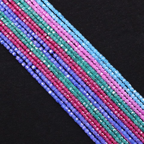 Faceted Zirconia Cube Beads Multi Color Square Stone Strands For DIY Jewelry Making Necklaces Bracelets Accessories Gift