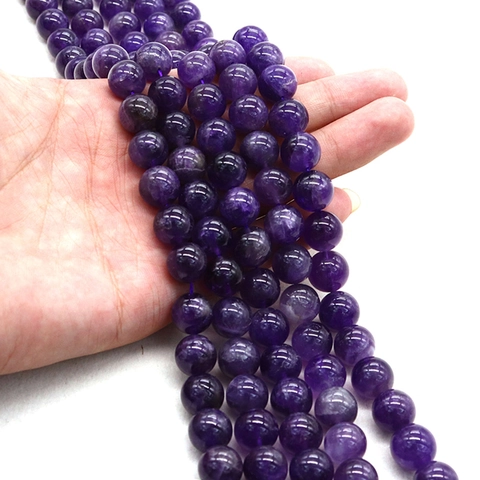 Natürliche Amethyst-Rundperlen Violett Kristall Lose Steinperlen Für DIY-Schmuckherstellung Armband Halskette Zubehör