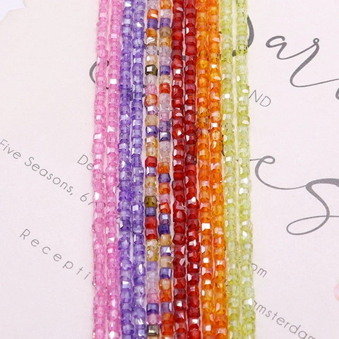 Perles en Vrac en Zircon Facetté Forme de Sucre en Carré Cubique Perles d'Espacement pour Fabrication de Bijoux DIY Collier Bracelet