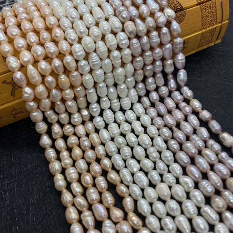 Natural Freshwater Pearl Beads Baroque Rice Shape Threaded Irregular Loose Beads For DIY Necklace Bracelet Jewelry Making Women